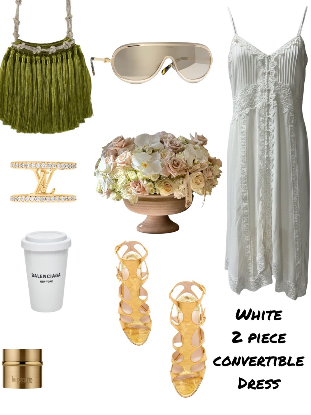 2 Piece Cream White Convertible Dress